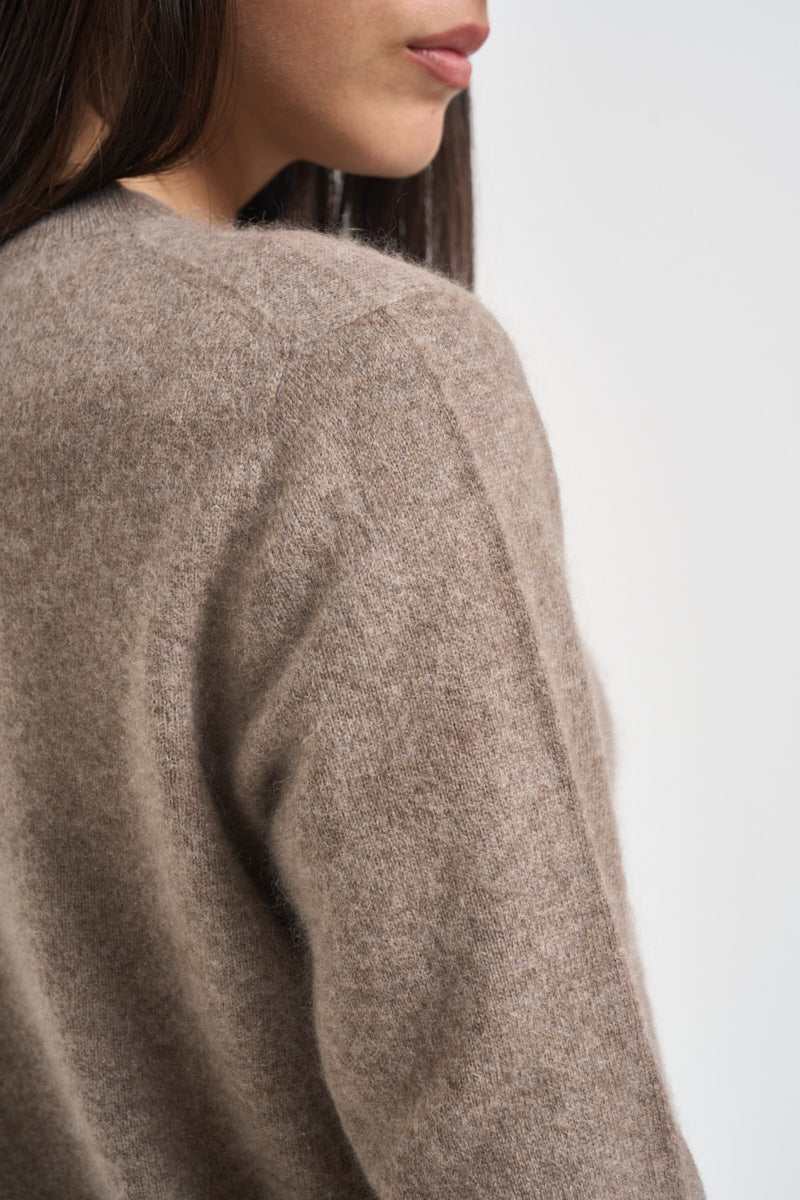Cardigan donna girocollo tortora mèlange ESPOSTO 65085004 MAX MARA WEEKEND 