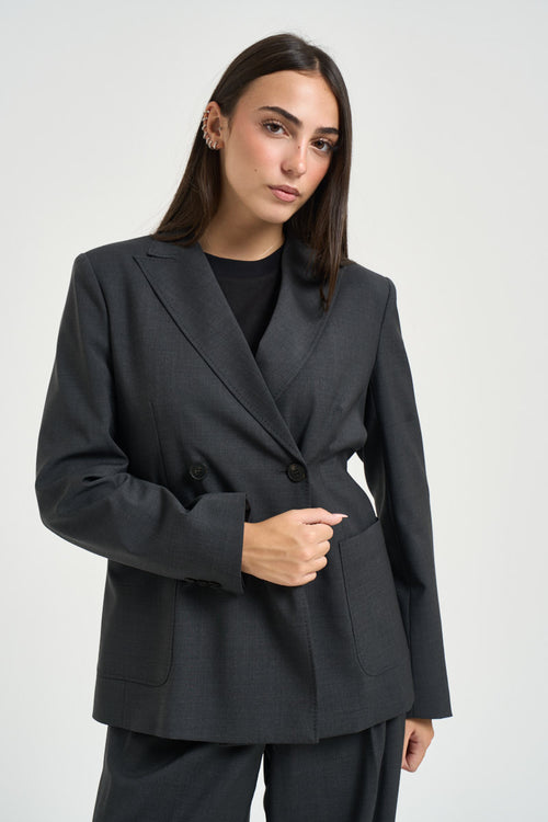 Blazer donna doppiopetto grigio antracite - 2