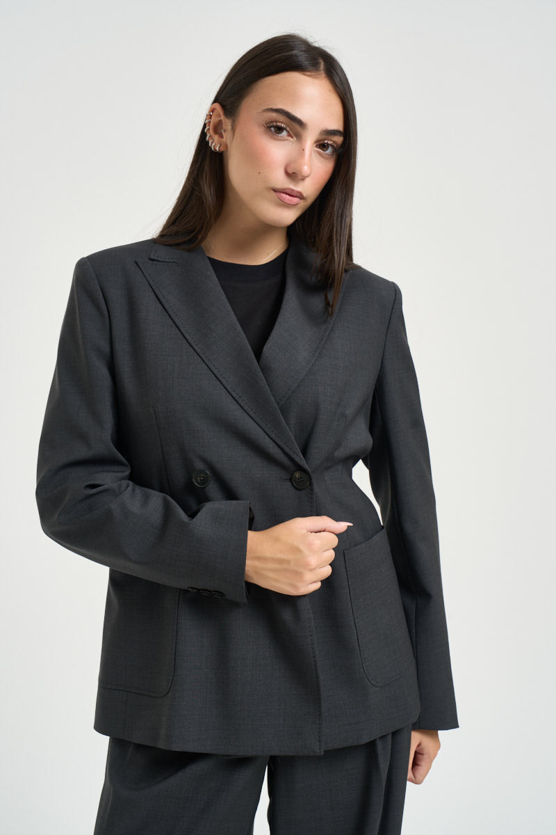 Blazer donna doppiopetto grigio antracite ORNATI 10265015 MAX MARA WEEKEND 