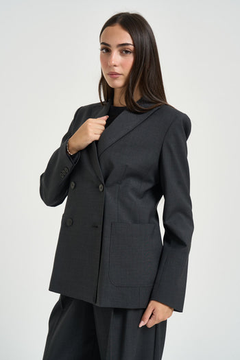 Blazer donna doppiopetto grigio antracite - 4