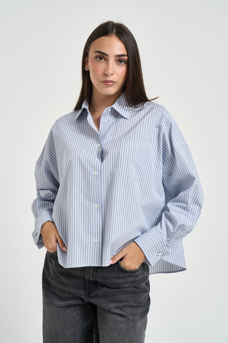 Camicia donna a righe bianche e azzurre OVATTA 10162003 MAX MARA WEEKEND 