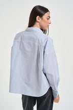 Camicia donna a righe bianche e azzurre OVATTA 10162003 MAX MARA WEEKEND 