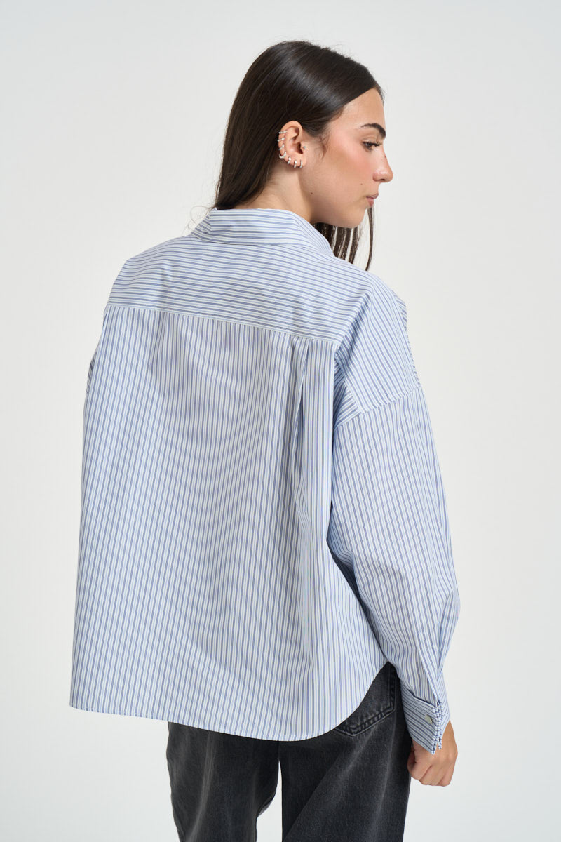 Camicia donna a righe bianche e azzurre OVATTA 10162003 MAX MARA WEEKEND 