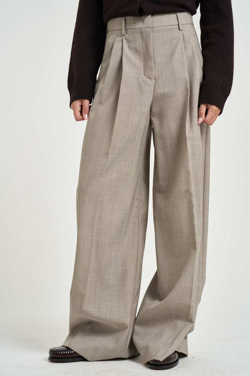 Pantaloni donna palazzo beige grigio OVVIO 1026101 MAX MARA WEEKEND 