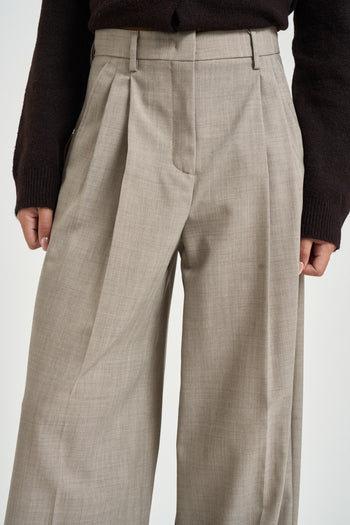 Pantaloni donna palazzo beige grigio - 3