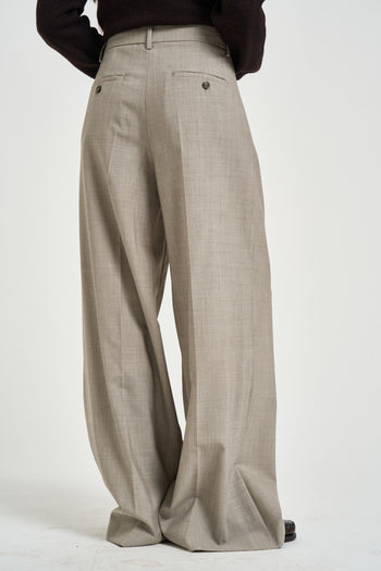 Pantaloni donna palazzo beige grigio - 4