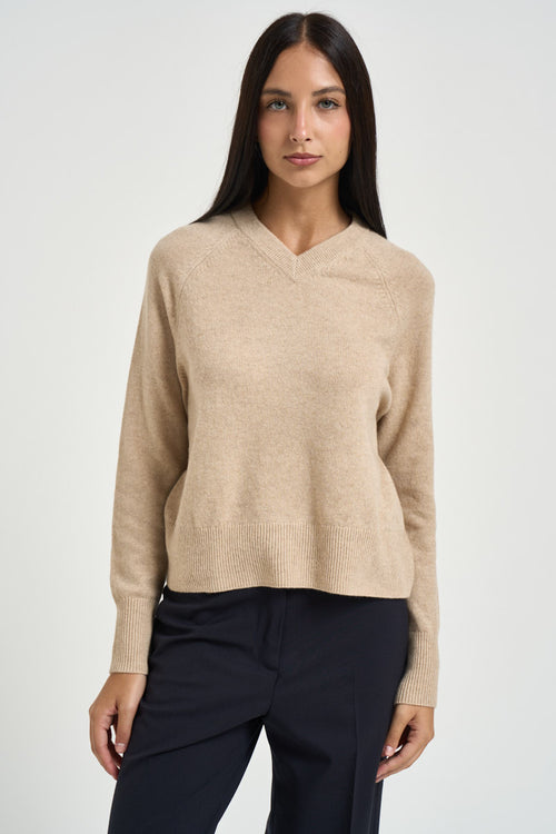 Maglia donna in cashmere sabbia