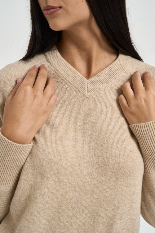 Maglia donna in cashmere sabbia - 2