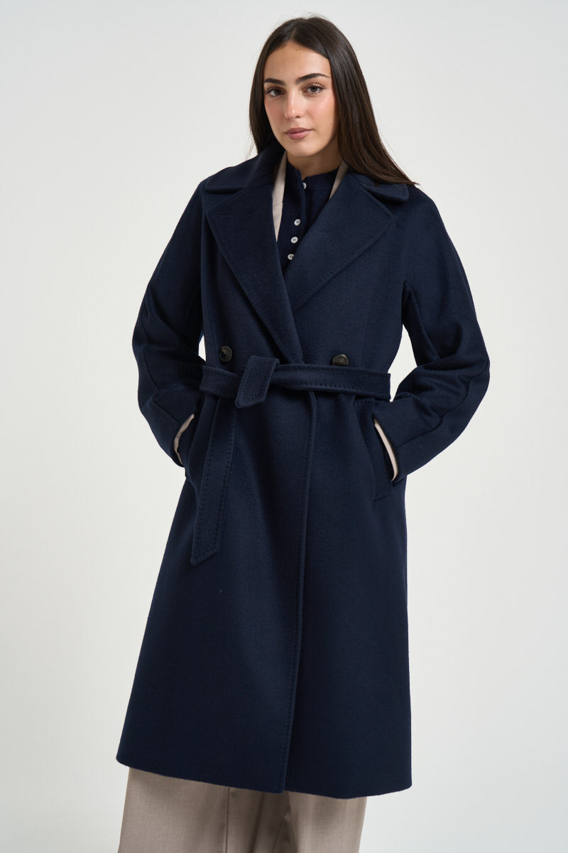 Cappotto donna doppiopetto lungo blu notte RESINA 10587010 MAX MARA WEEKEND 
