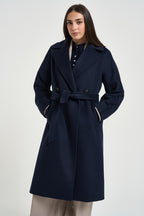 Cappotto donna doppiopetto lungo blu notte RESINA 10587010 MAX MARA WEEKEND 