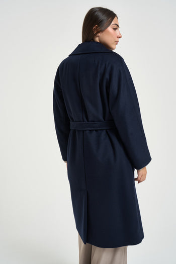 Cappotto donna doppiopetto lungo blu notte - 5
