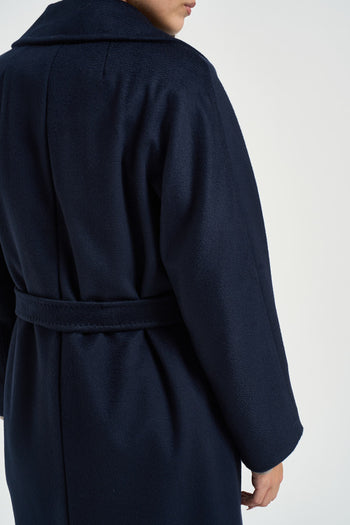 Cappotto donna doppiopetto lungo blu notte - 6