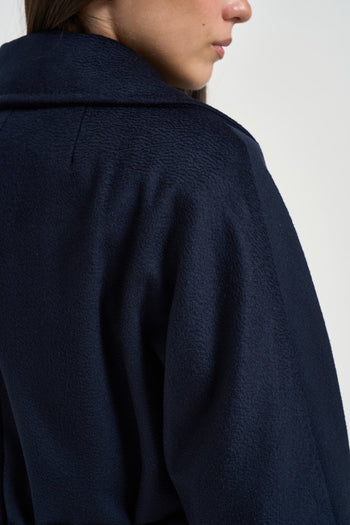 Cappotto donna doppiopetto lungo blu notte - 7