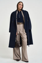 Cappotto donna doppiopetto lungo blu notte RESINA 10587010 MAX MARA WEEKEND 