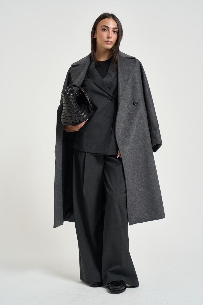 Cappotto donna doppiopetto lungo grigio RESINA 10587011 MAX MARA WEEKEND 