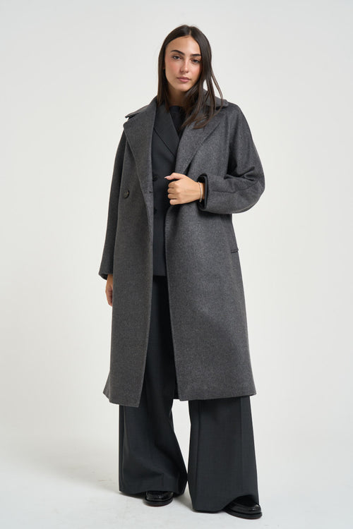 Cappotto donna doppiopetto lungo grigio - 2