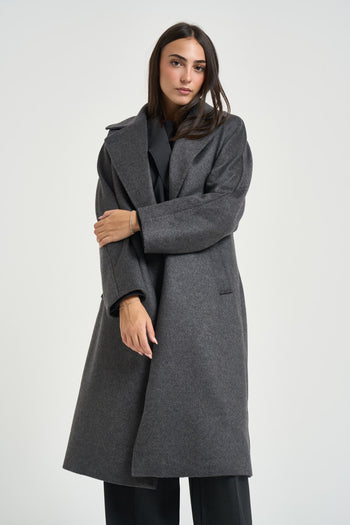 Cappotto donna doppiopetto lungo grigio - 4