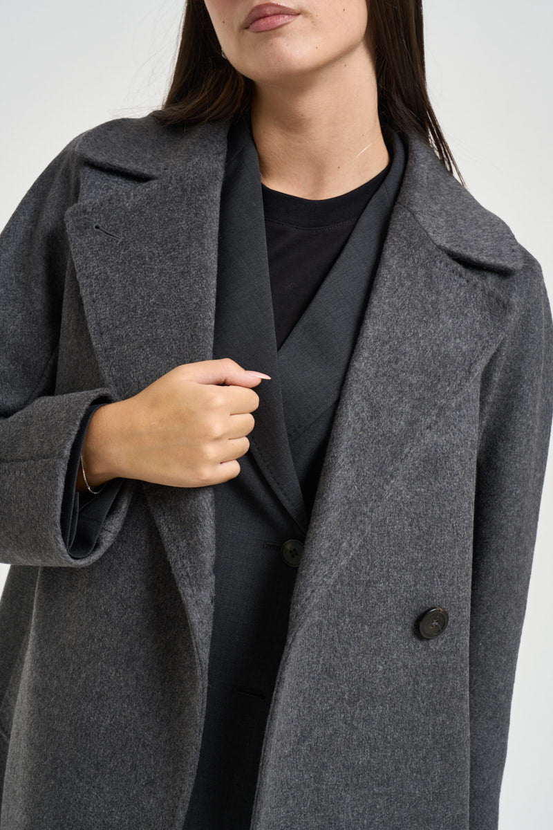 Cappotto donna doppiopetto lungo grigio RESINA 10587011 MAX MARA WEEKEND 