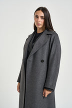 Cappotto donna doppiopetto lungo grigio RESINA 10587011 MAX MARA WEEKEND 