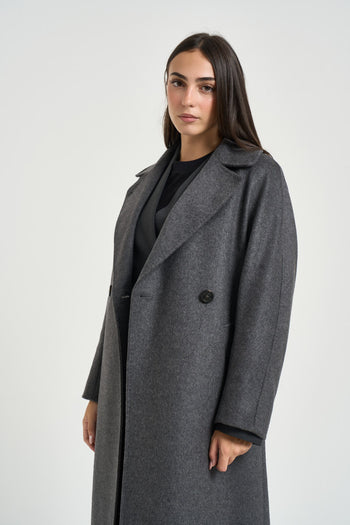 Cappotto donna doppiopetto lungo grigio - 6