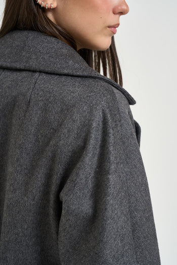 Cappotto donna doppiopetto lungo grigio - 9