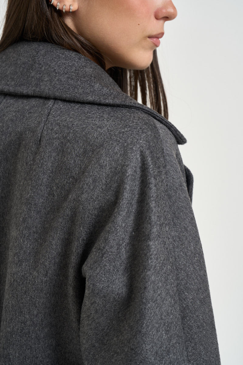 Cappotto donna doppiopetto lungo grigio RESINA 10587011 MAX MARA WEEKEND 