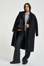 Cappotto donna doppiopetto lungo nero RESINA 10587013 MAX MARA WEEKEND 