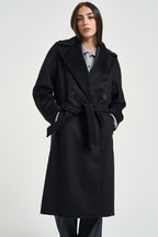 Cappotto donna doppiopetto lungo nero RESINA 10587013 MAX MARA WEEKEND 