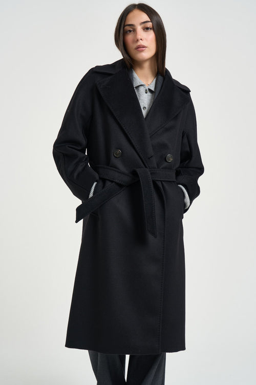 Cappotto donna doppiopetto lungo nero - 2