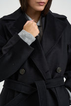 Cappotto donna doppiopetto lungo nero RESINA 10587013 MAX MARA WEEKEND 