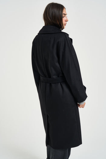 Cappotto donna doppiopetto lungo nero - 4