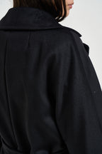 Cappotto donna doppiopetto lungo nero RESINA 10587013 MAX MARA WEEKEND 