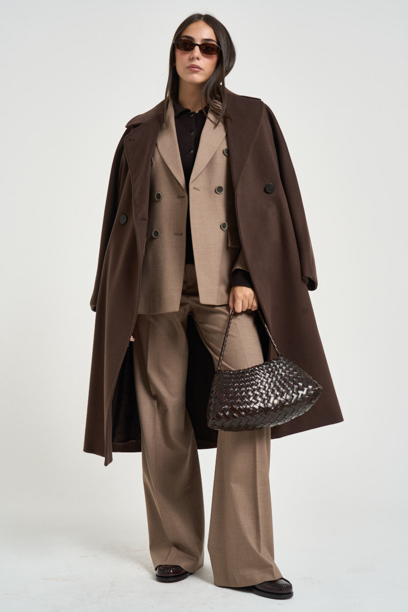 Cappotto donna doppiopetto lungo marrone RESINA 10587089 MAX MARA WEEKEND 