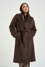 Cappotto donna doppiopetto lungo marrone RESINA 10587089 MAX MARA WEEKEND 