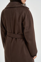 Cappotto donna doppiopetto lungo marrone RESINA 10587089 MAX MARA WEEKEND 