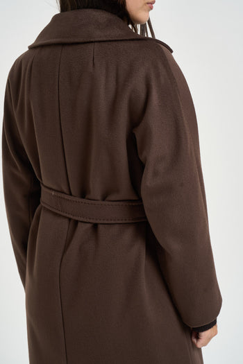 Cappotto donna doppiopetto lungo marrone - 6