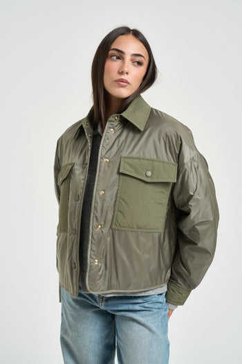 Bomber donna oversize verde oliva - 4