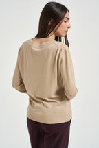 Maglia donna scollo a V beige TALAMO 002 MAX MARA WEEKEND 
