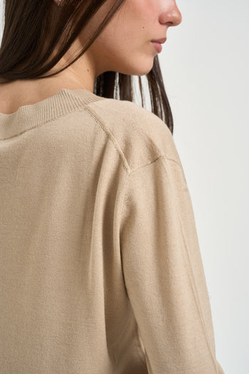 Maglia donna scollo a V beige - 4