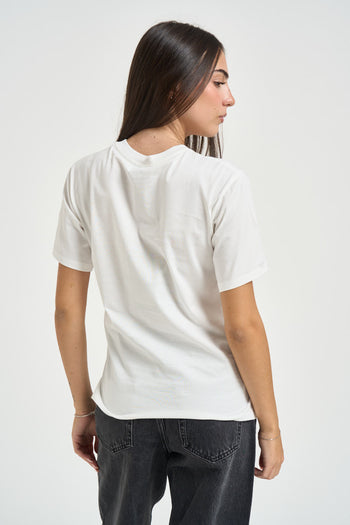 T-shirt donna girocollo con logo bianca - 3