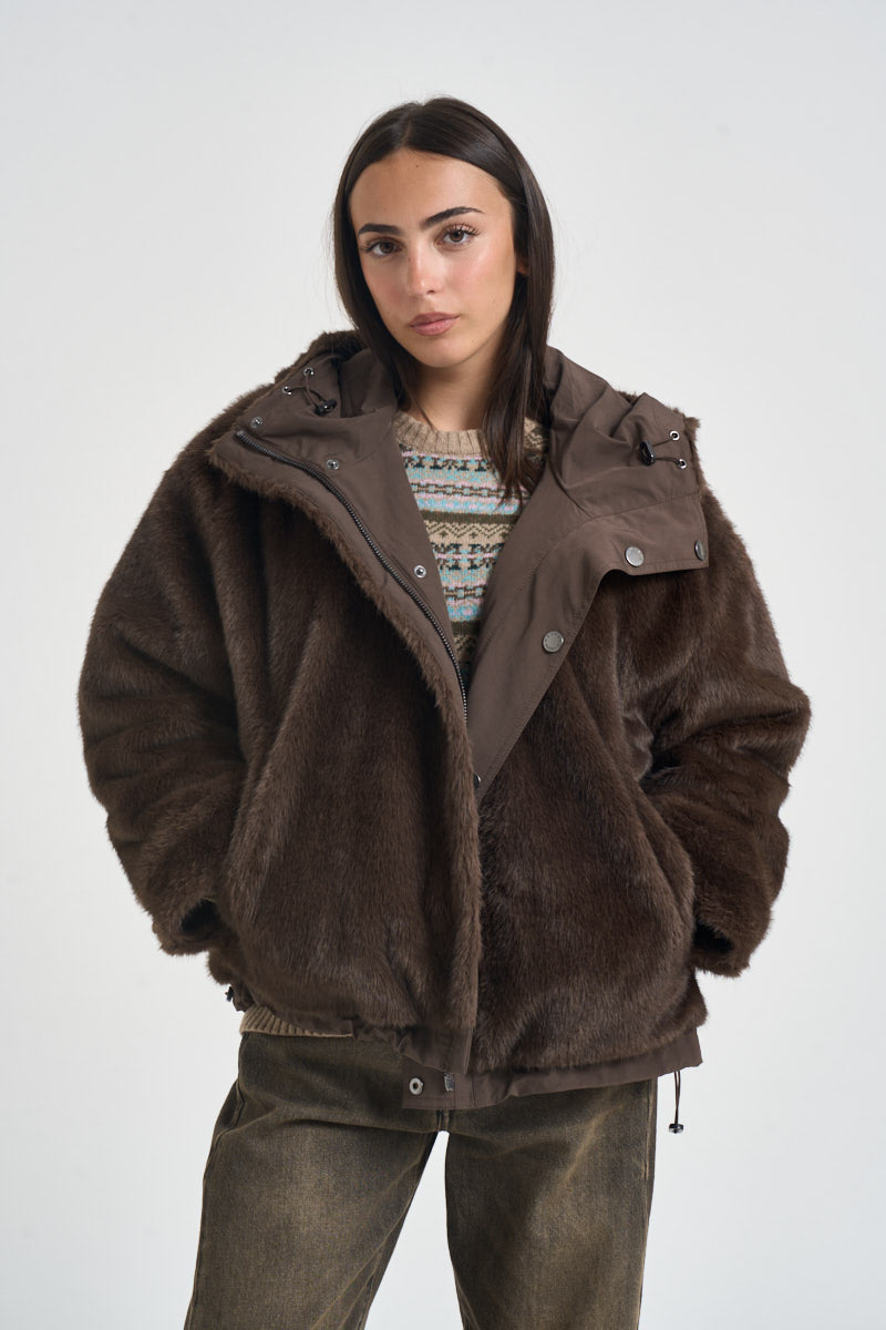 Giacca donna corta reversibile marrone ZAN 80211012 MAX MARA WEEKEND 