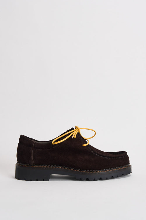 Scarpe uomo stringate suede marrone scuro