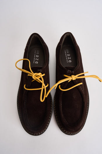 Scarpe uomo stringate suede marrone scuro - 6