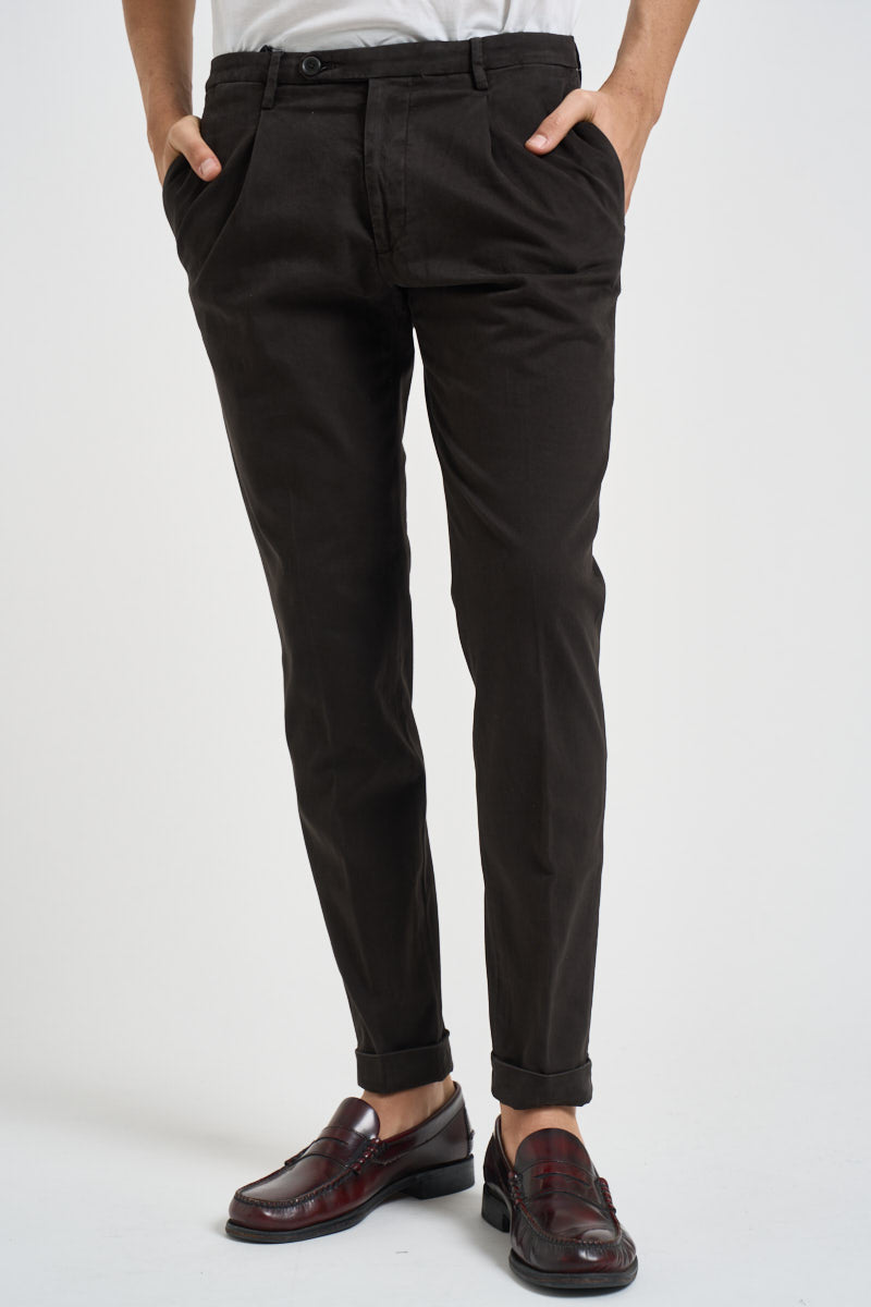 Pantalone uomo con pinces marrone FREDERICK 2505MORO MICHAEL COAL 
