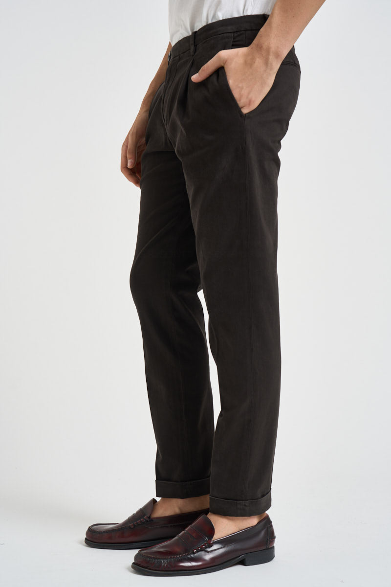 Pantalone uomo con pinces marrone FREDERICK 2505MORO MICHAEL COAL 