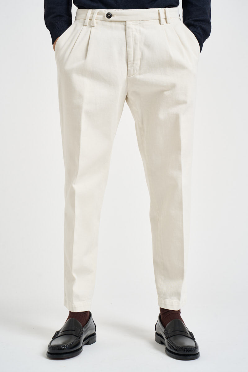 Pantaloni uomo con pinces bianco panna STEWART 2046PANNA MICHAEL COAL 