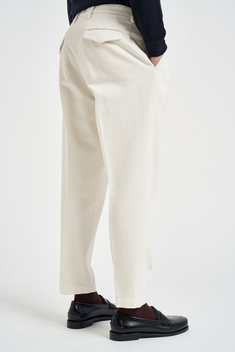 Pantaloni uomo con pinces bianco panna STEWART 2046PANNA MICHAEL COAL 