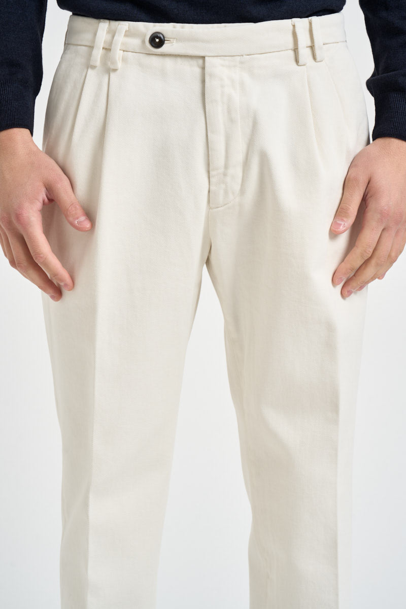 Pantaloni uomo con pinces bianco panna STEWART 2046PANNA MICHAEL COAL 