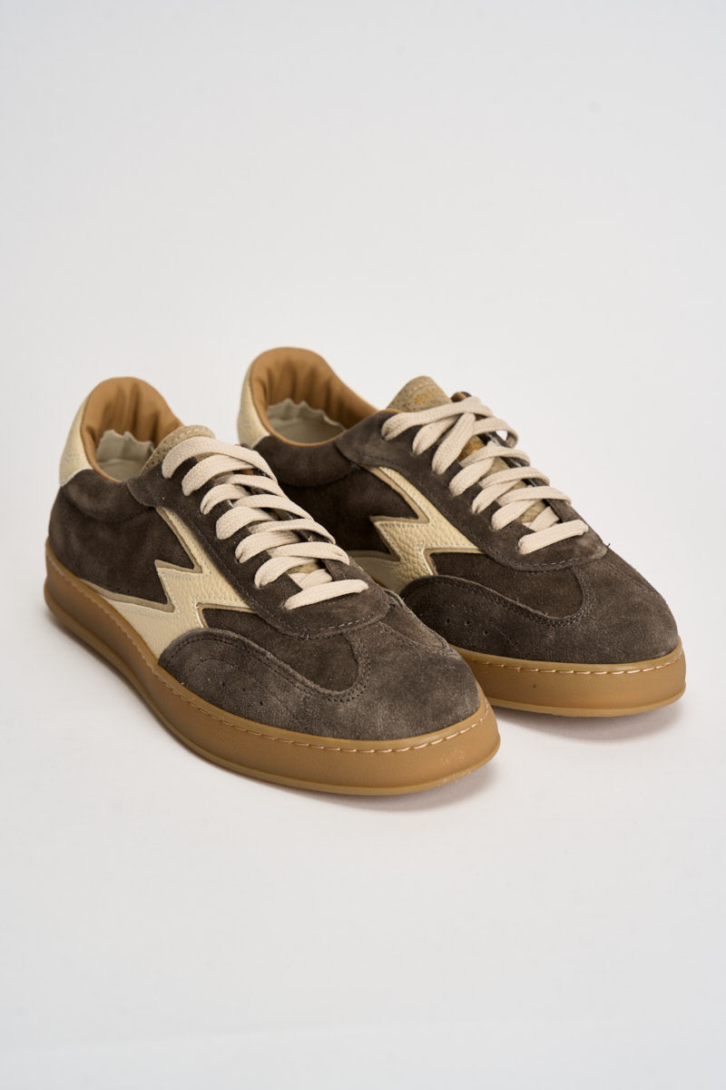 Sneakers uomo basse in pelle scamosciata marroni CL178 TAUPE MOACONCEPT 