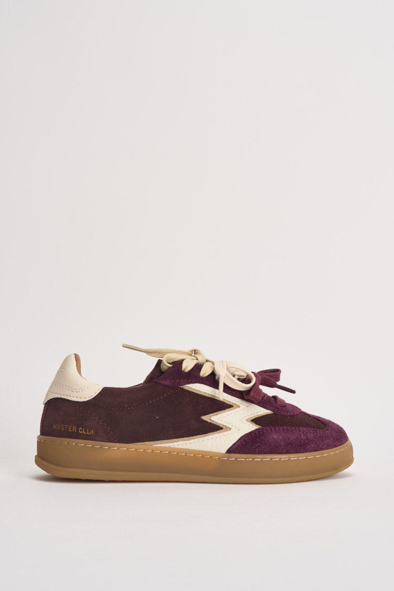 Sneakers donna Club Patchwork  in suede mogano CL342 MULTIBORDEAUX MOACONCEPT 